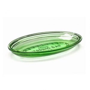 Petit plat en verre ovale vert